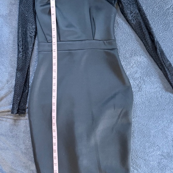 ASOS Black Lace High Neck Bodycon Midi Dress US 2 Long Sleeve Cocktail Dress - Picture 8 of 11